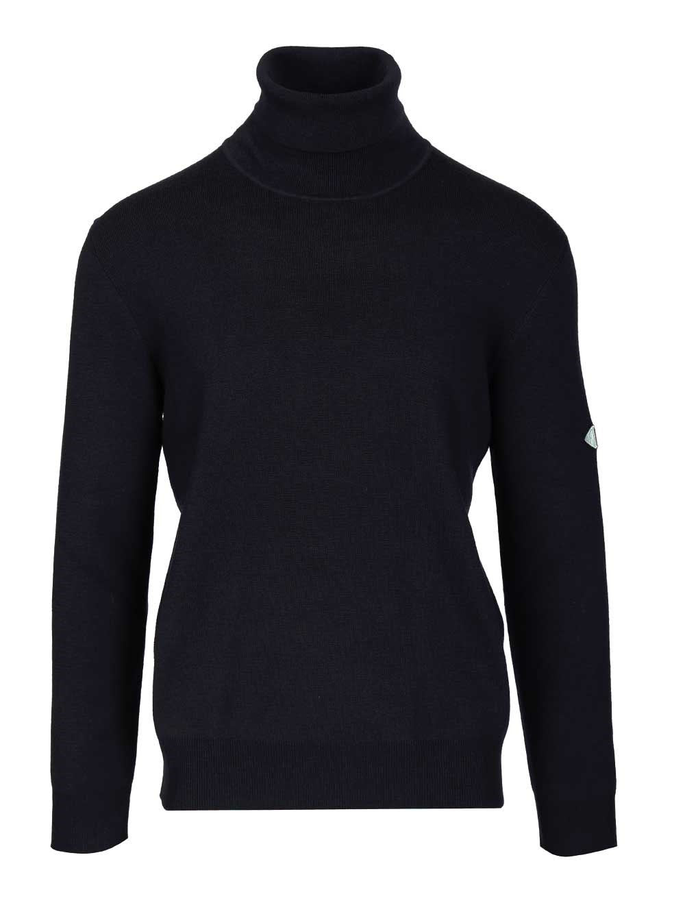 Bottega Veneta Men Navy Blue Wool Turtleneck Sweater