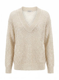 Brunello cucinelli Brunello Cucinelli Women Dazzling Abstract Leaf Sweater