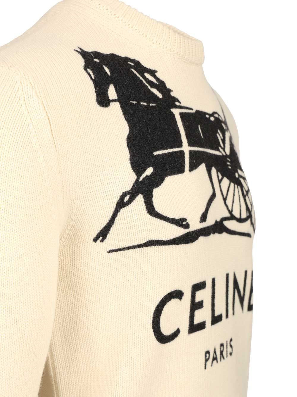 Celine Men Slim-Fit Logo-Intarsia Cashmere Sweater