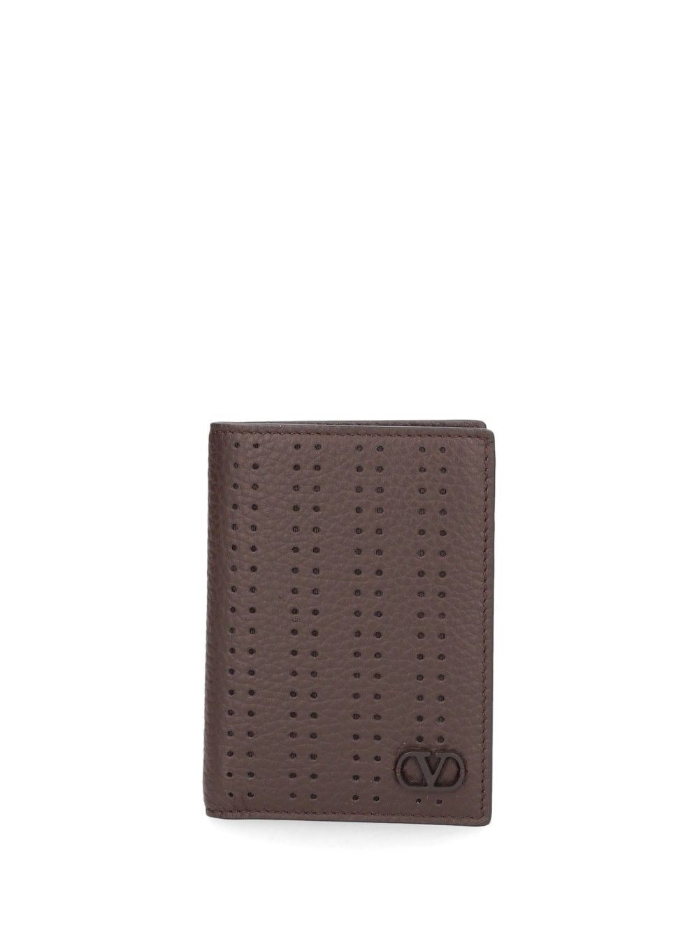 Valentino Garavani Valentino Garavani Men Vlogo Signature Perforated Leather Card Holder