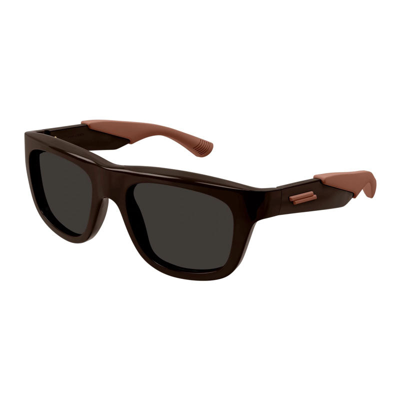 Bottega Veneta Sunglasses Square Full Rim, Shiny Black/Brown Frame and Brown Lens BV1233S002