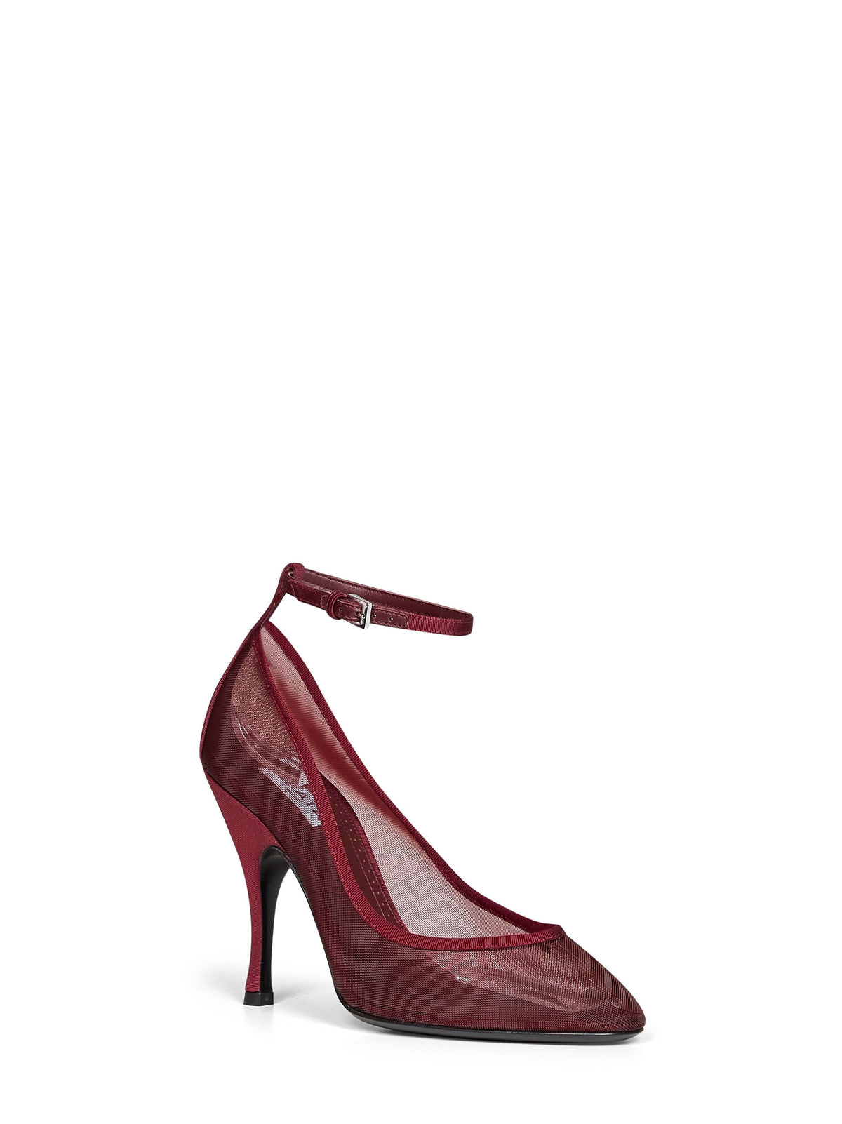 Alaïa Women Burgundy Mesh Strappy Pumps