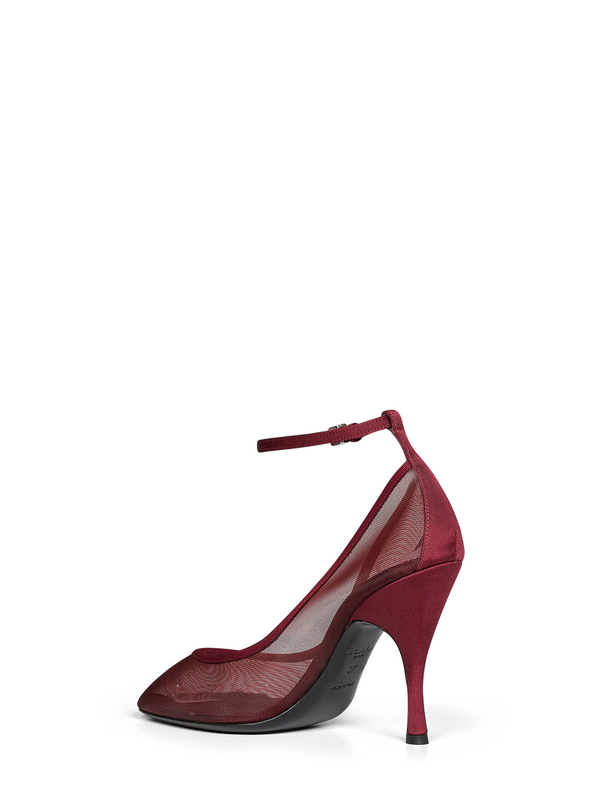 Alaïa Women Burgundy Mesh Strappy Pumps
