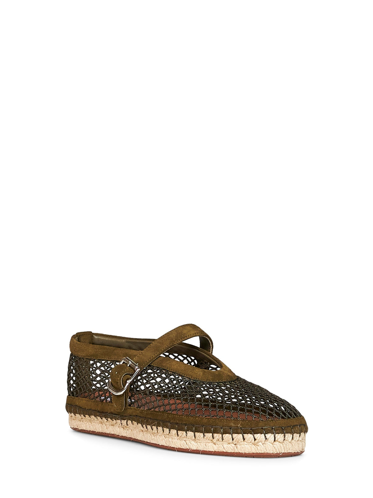 ALAÏA Alaïa Women Camouflage Green Fishnet And Suede Espadrilles