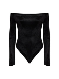 Alaïa Women Black Velvet Off-The-Shoulder Bodysuit