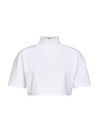 Alaïa Women White Cotton Jersey Cropped T-Shirt