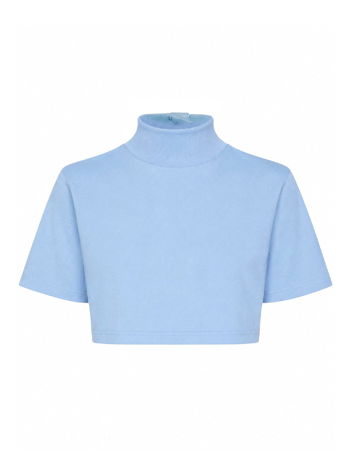Alaïa Women Sky Blue Cotton Jersey Cropped T-Shirt