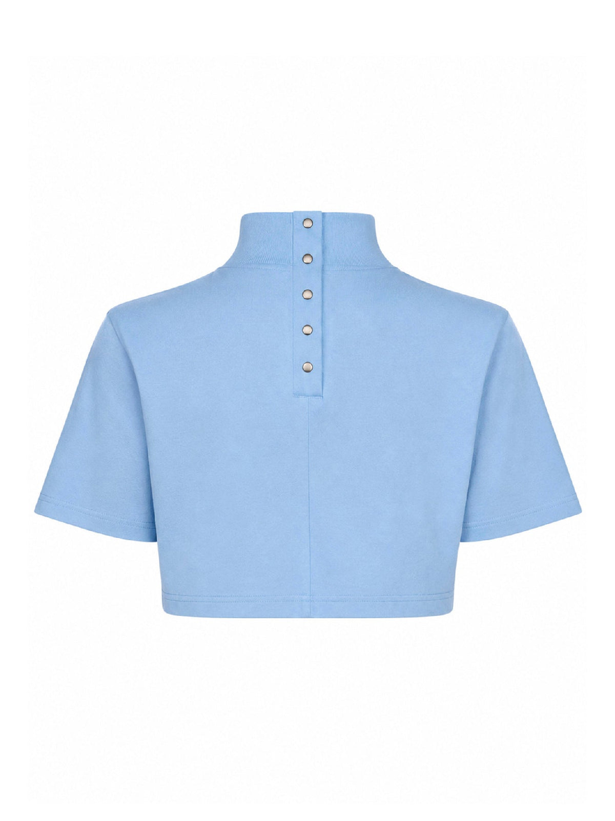 Alaïa Women Sky Blue Cotton Jersey Cropped T-Shirt