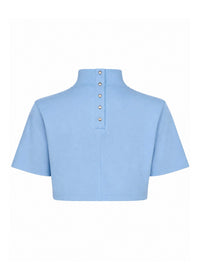 Alaïa Women Sky Blue Cotton Jersey Cropped T-Shirt