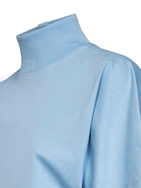 Alaïa Women Sky Blue Cotton Jersey Cropped T-Shirt