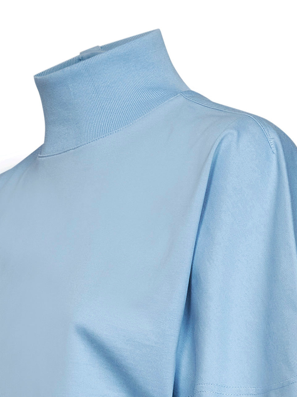 Alaïa Women Sky Blue Cotton Jersey Cropped T-Shirt