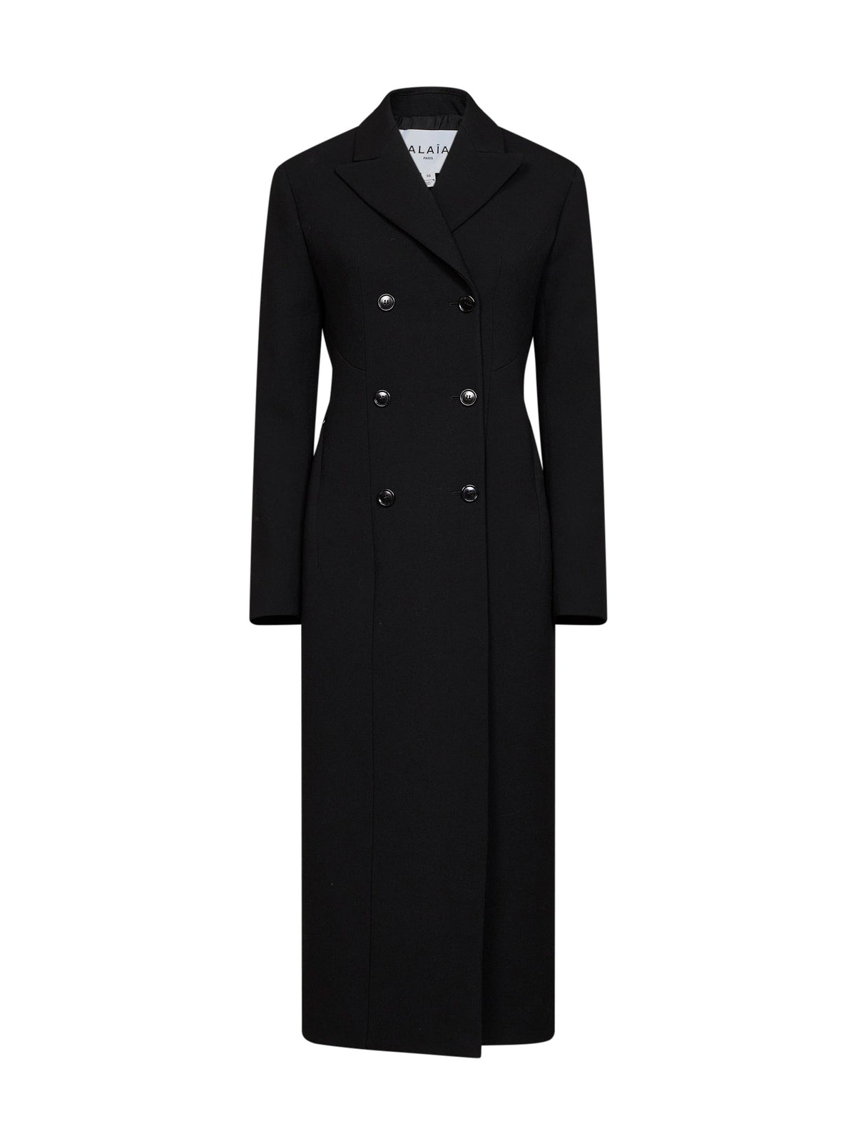 Alaïa Women Black Wool Crêpe Double-Breasted Tailored Coat