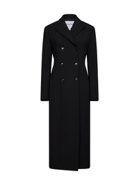 Alaïa Women Black Wool Crêpe Double-Breasted Tailored Coat