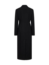 Alaïa Women Black Wool Crêpe Double-Breasted Tailored Coat