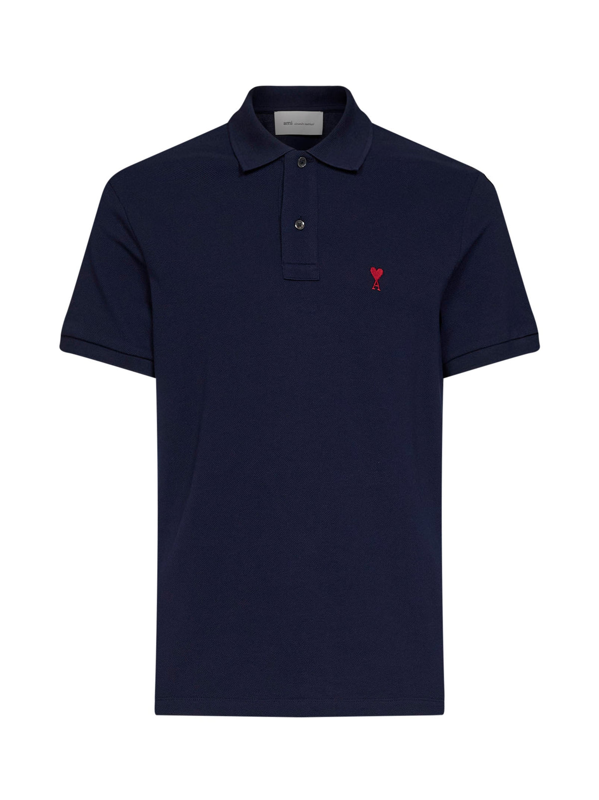 Ami Paris Men Midnight Blue Cotton Piqué Ami De Cœur Polo Shirt