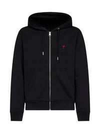 AMI PARIS Ami Paris Men Black Cotton Ami De Cœur Zip-Up Hoodie