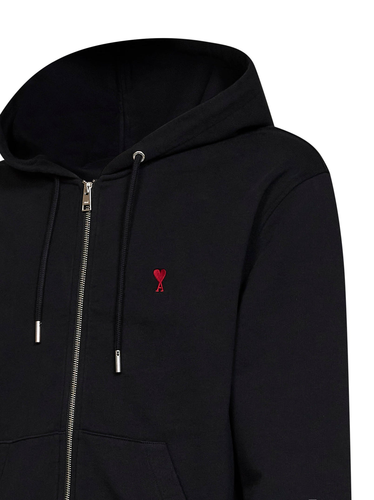 AMI PARIS Ami Paris Men Black Cotton Ami De Cœur Zip-Up Hoodie
