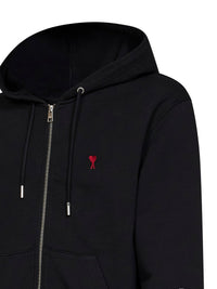 AMI PARIS Ami Paris Men Black Cotton Ami De Cœur Zip-Up Hoodie