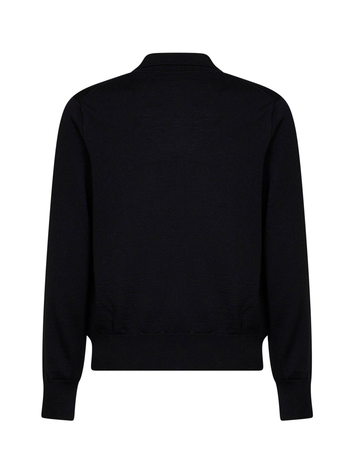 Ami Paris Men Black Extra-Fine Merino Wool Knit Ami De Cœur Polo Shirt