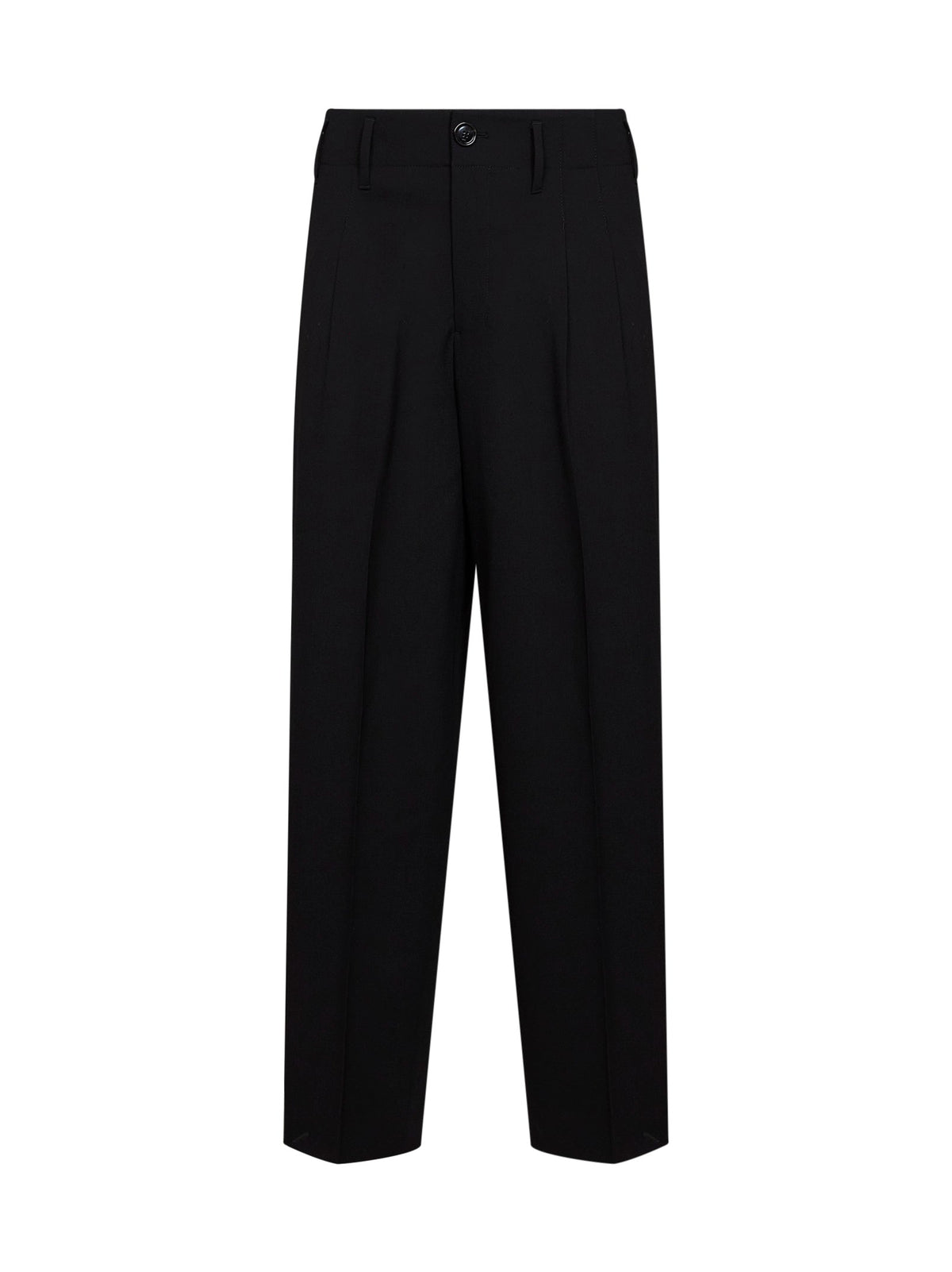 Ami Paris Men Black Wool Serge Double-Pleat Wide Trousers