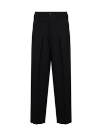 Ami Paris Men Black Wool Serge Double-Pleat Wide Trousers