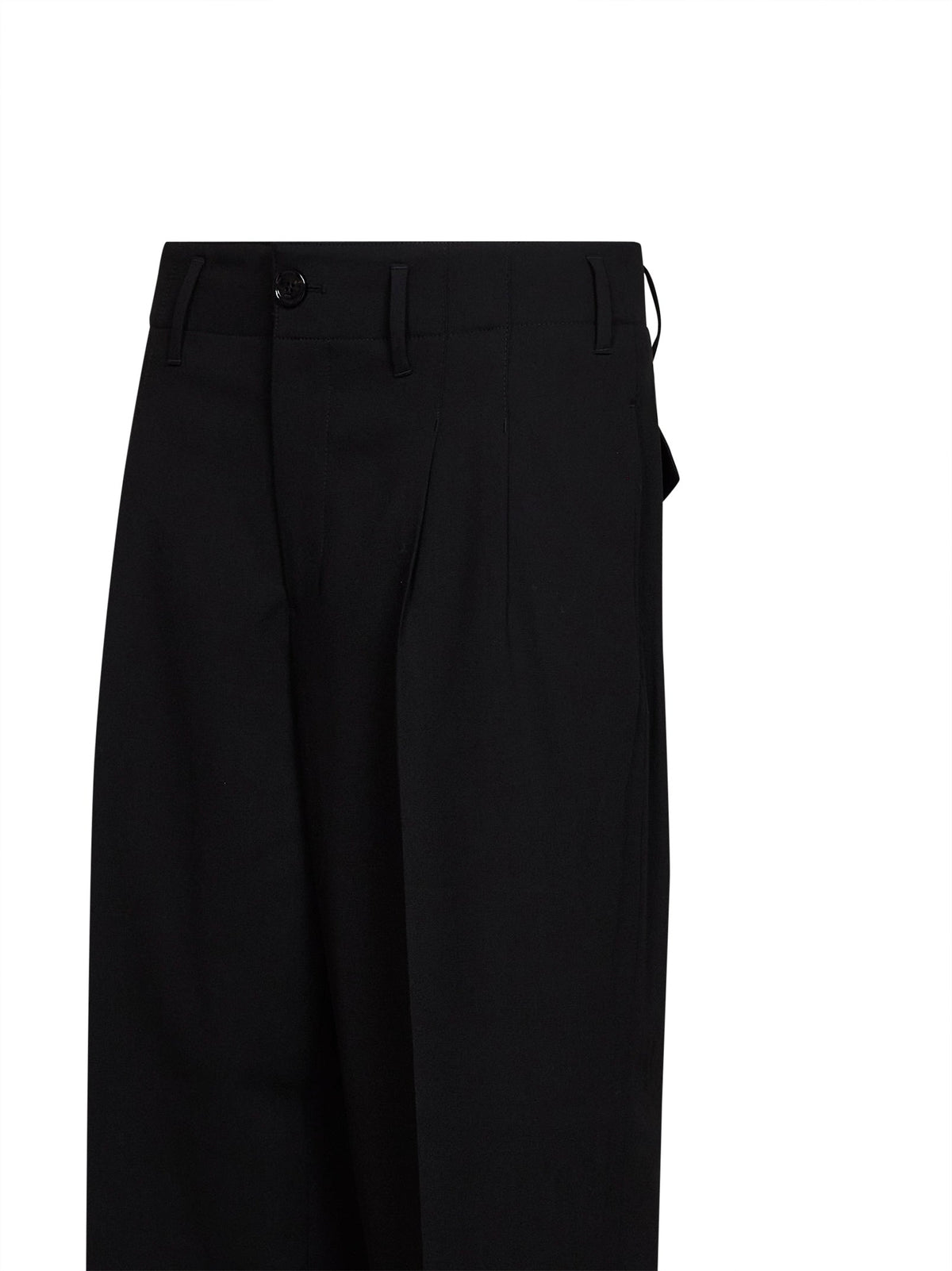 Ami Paris Men Black Wool Serge Double-Pleat Wide Trousers