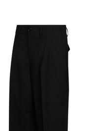 Ami Paris Men Black Wool Serge Double-Pleat Wide Trousers