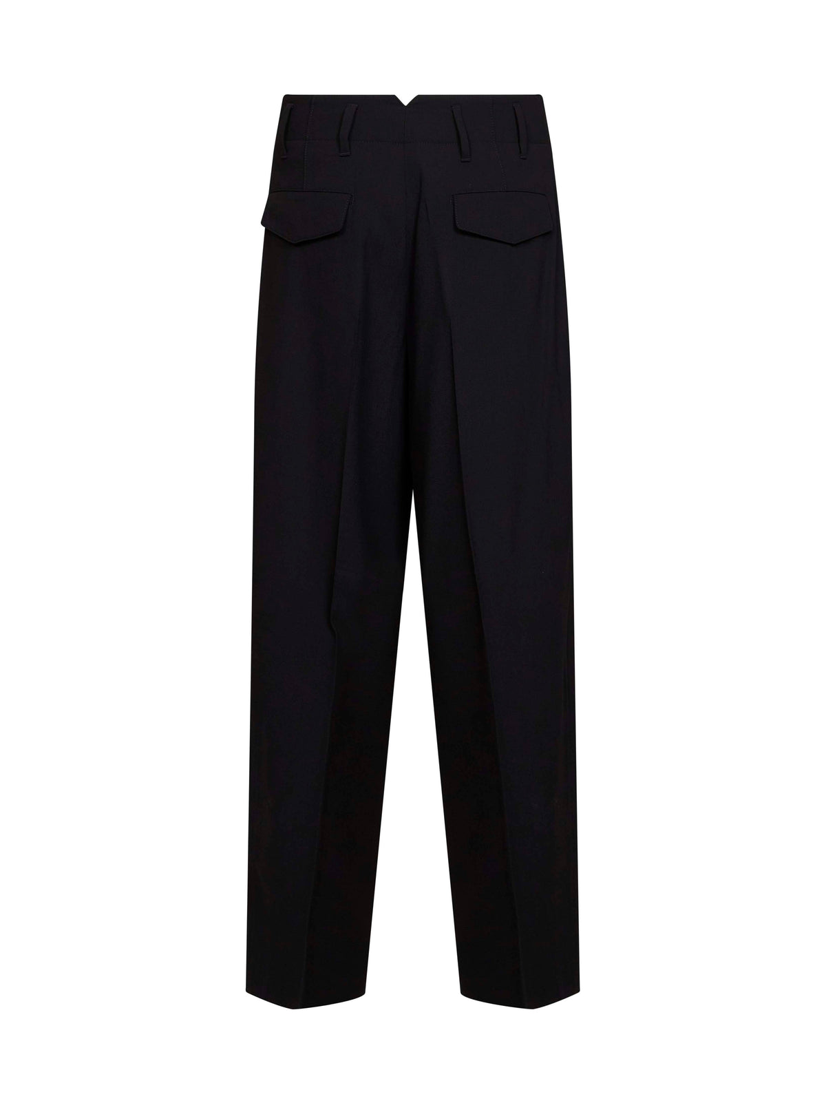 Ami Paris Men Black Wool Serge Double-Pleat Wide Trousers