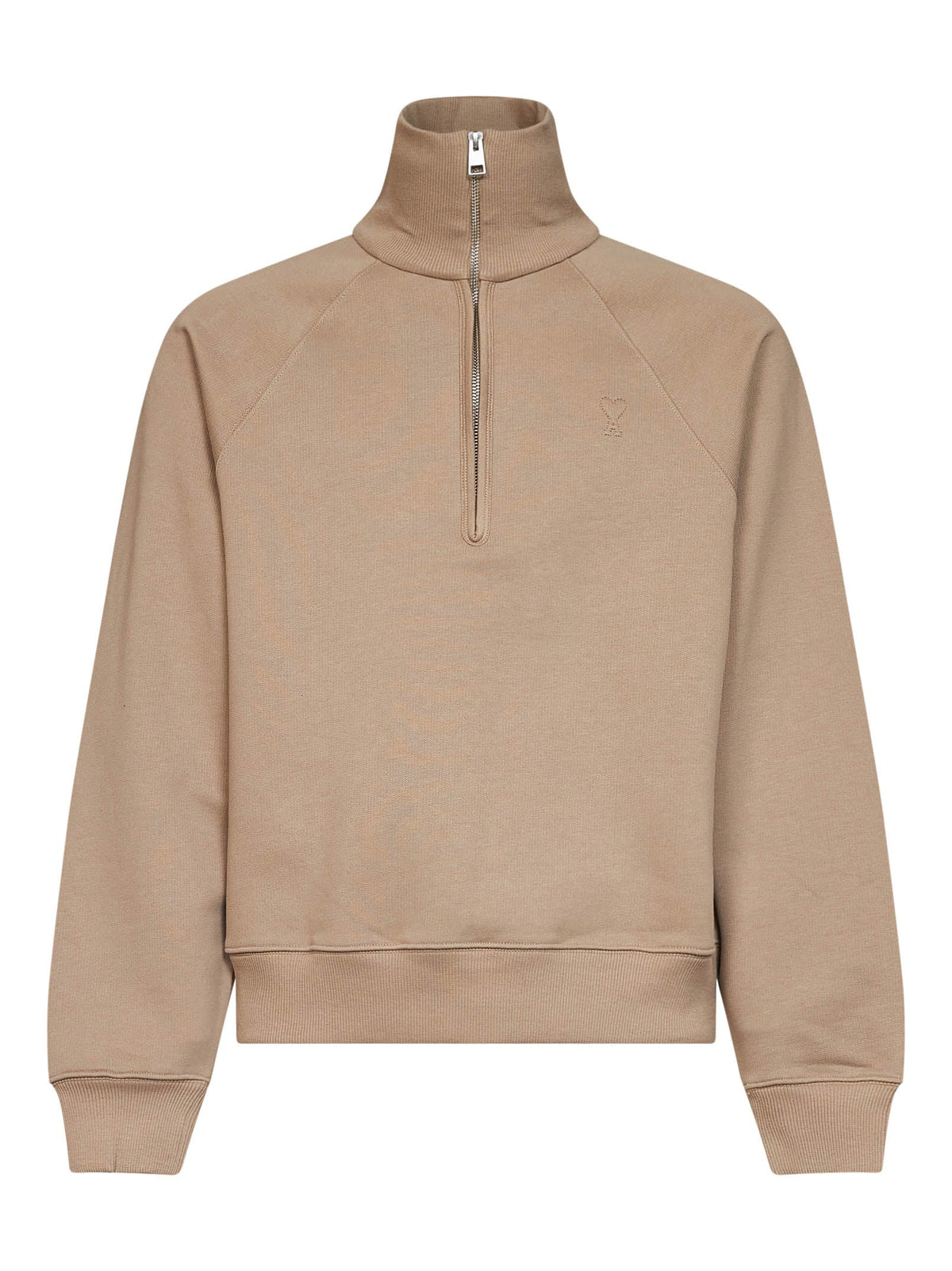 Ami Paris Men Beige Cotton Ami De Cœur Half-Zip Sweatshirt