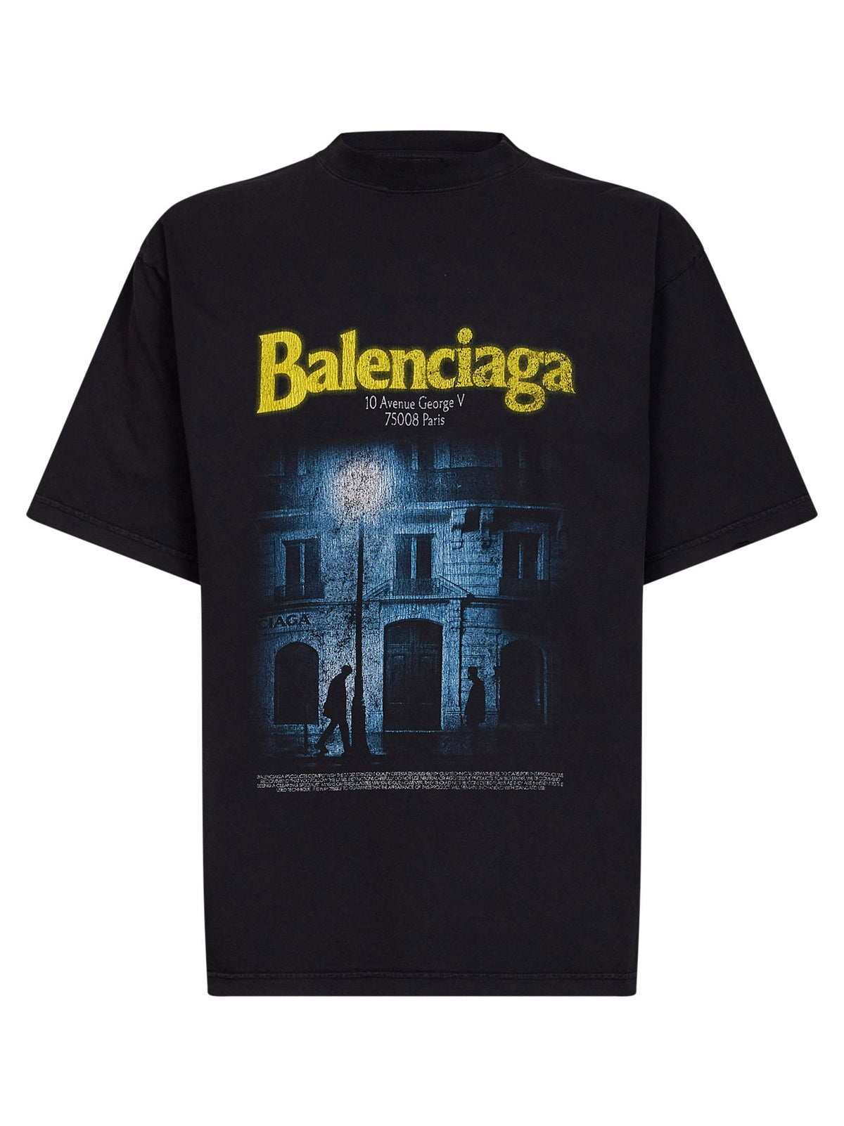 BALENCIAGA Balenciaga Men Washed Black The Address Medium Fit T-Shirt