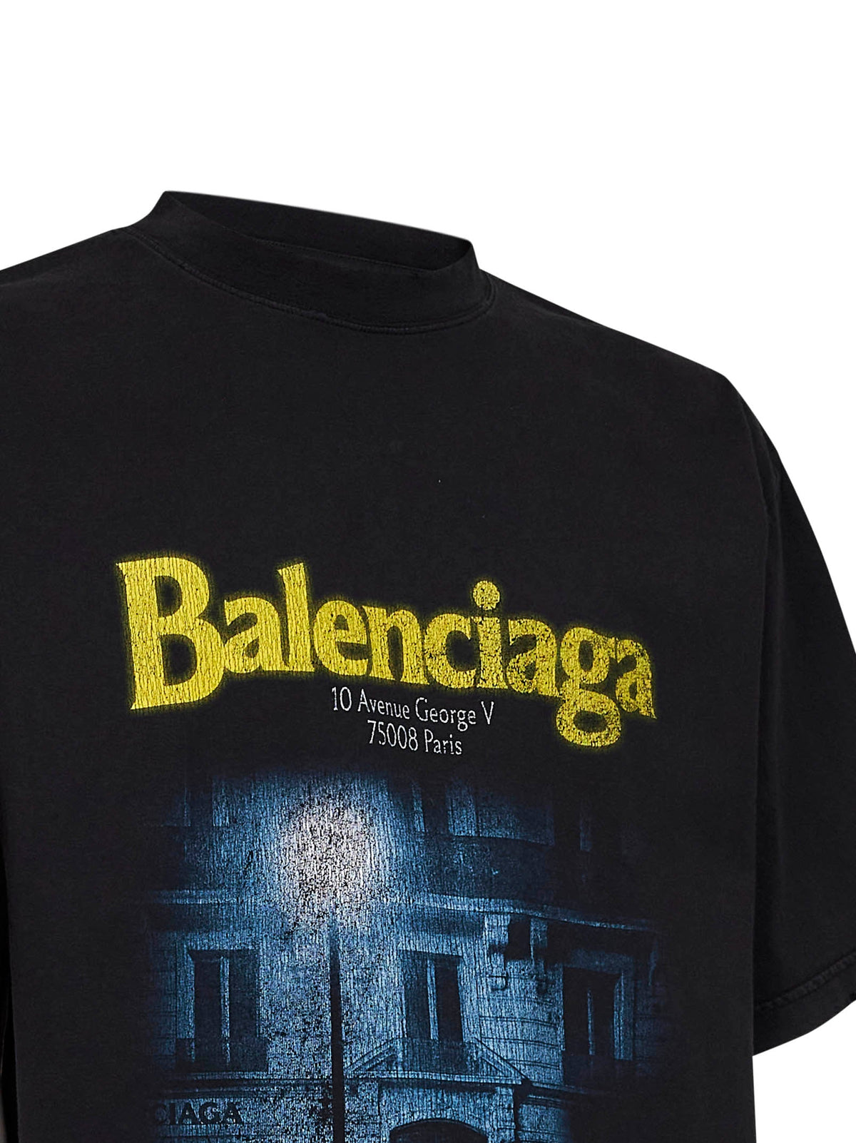 BALENCIAGA Balenciaga Men Washed Black The Address Medium Fit T-Shirt