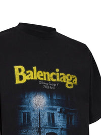 BALENCIAGA Balenciaga Men Washed Black The Address Medium Fit T-Shirt
