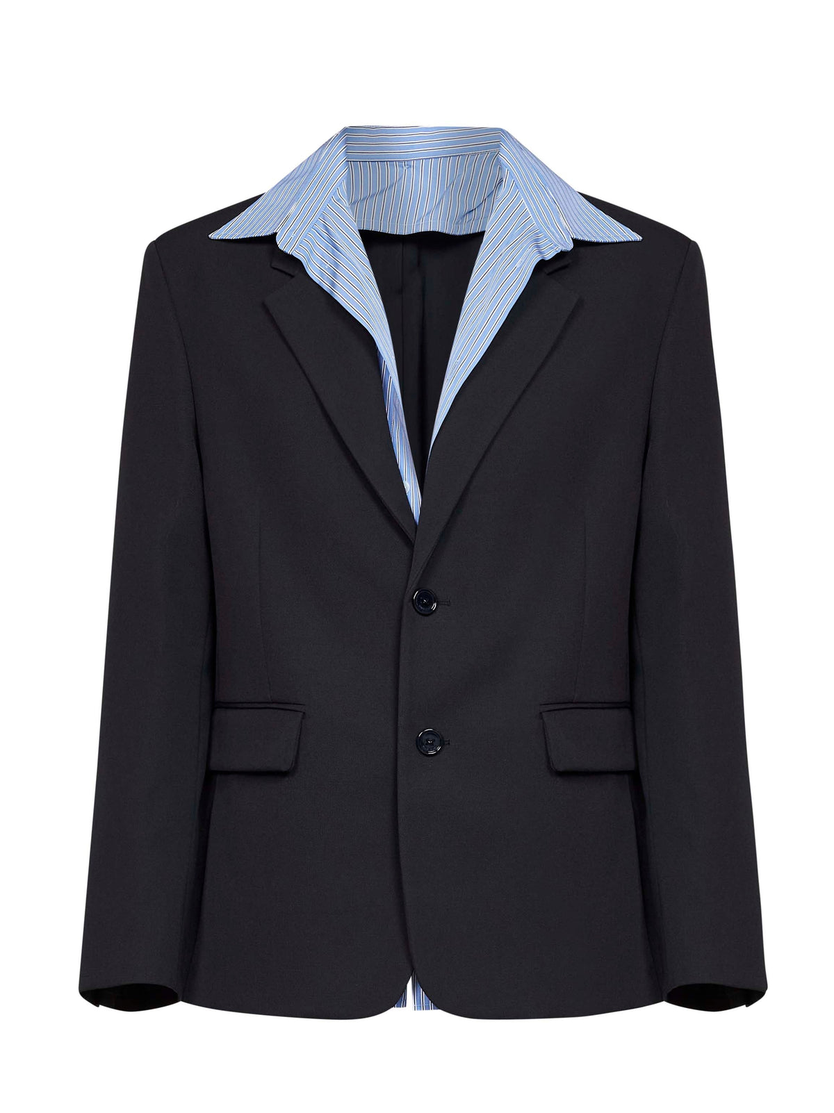BALENCIAGA Balenciaga Men Dark Navy Wool Twill Hybrid Shirt Jacket