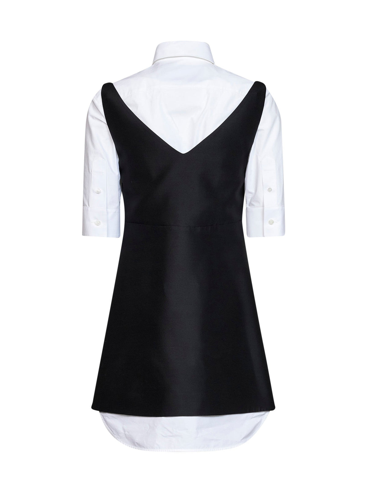 Balenciaga Women Black Wool And Silk Blend Mini Hybrid Shirt Dress