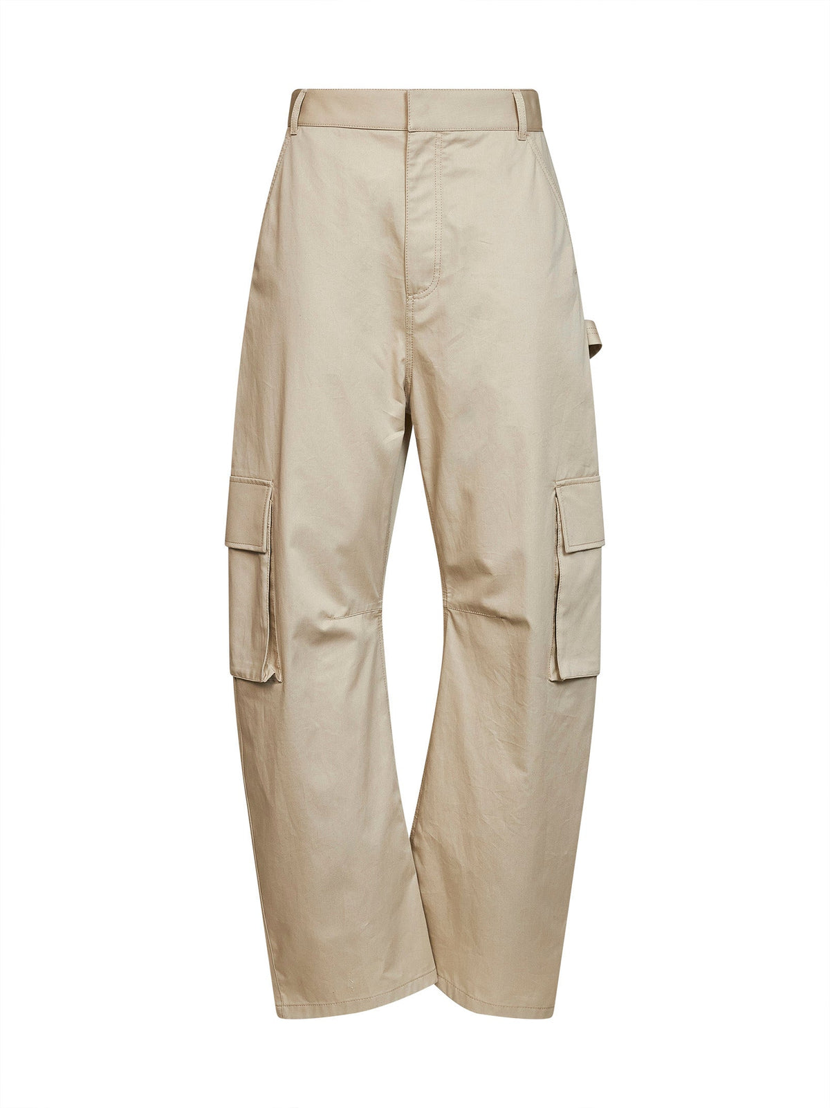 Balenciaga Women Beige Regenerative Cotton Twill Relaxed Cargo Pants