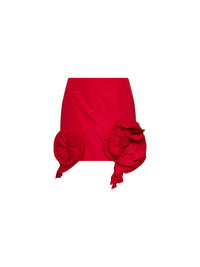 Blumarine Women Red Taffeta Mini Skirt With 3D Roses