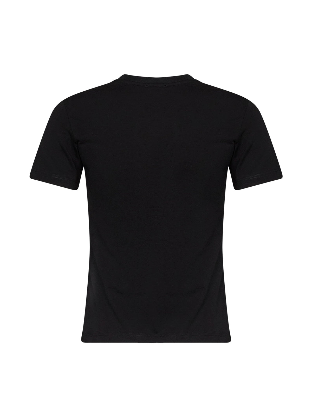 BLUMARINE Blumarine Women Black Stretch Jersey T-Shirt With Rhinestone Embroidery