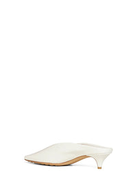 Bottega Veneta Women Alabaster Shiny Leather Vesta Mule Pumps