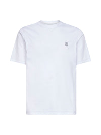 Brunello Cucinelli Men White Solomeo Crest Crewneck T-Shirt