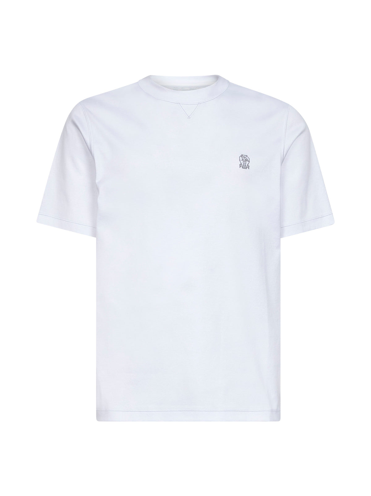 Brunello Cucinelli Men White Solomeo Crest Crewneck T-Shirt