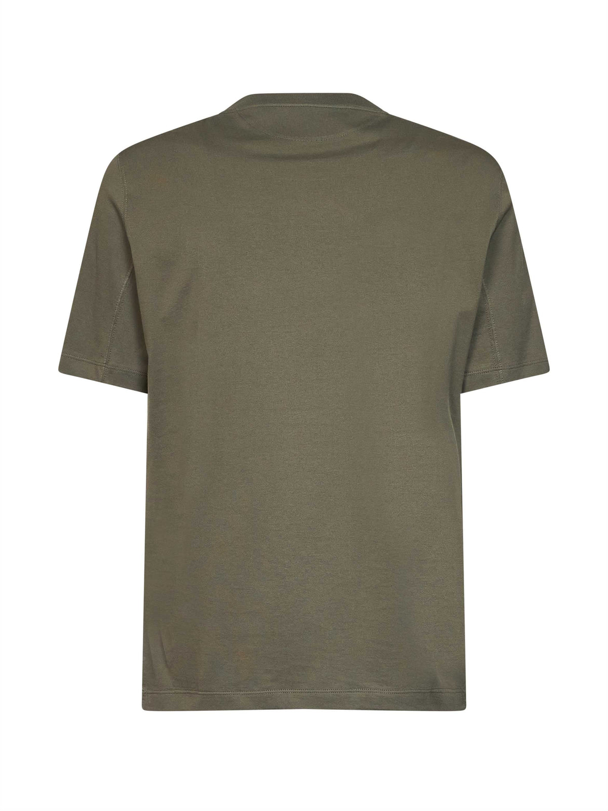 Brunello Cucinelli Men Camouflage Green Cotton Jersey Logo Crewneck T-Shirt