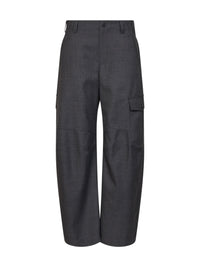 Brunello Cucinelli Women Dark Grey Virgin Wool Twill Barrel Cargo Trousers