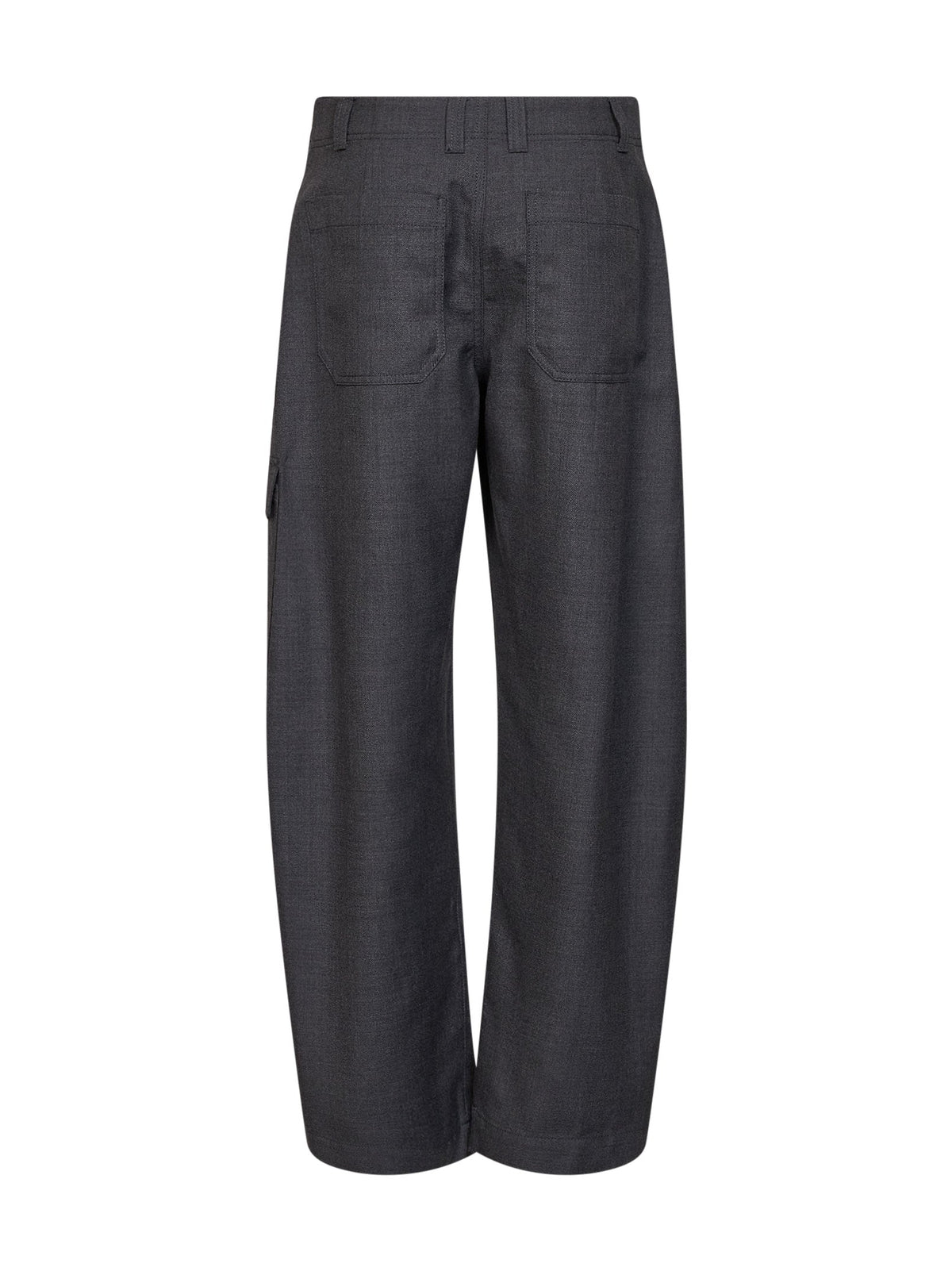 Brunello Cucinelli Women Dark Grey Virgin Wool Twill Barrel Cargo Trousers