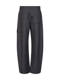Brunello Cucinelli Women Dark Grey Virgin Wool Twill Barrel Cargo Trousers