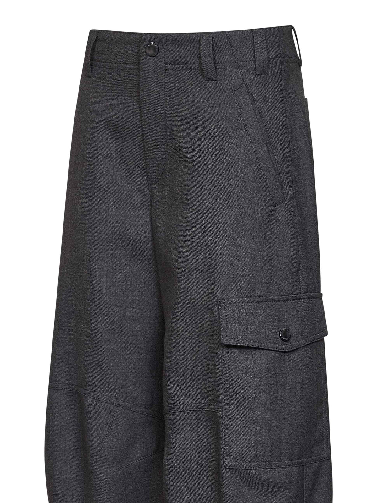 Brunello Cucinelli Women Dark Grey Virgin Wool Twill Barrel Cargo Trousers