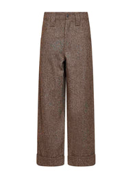 Brunello Cucinelli Women Cappuccino Donegal Baggy Trousers With Monili