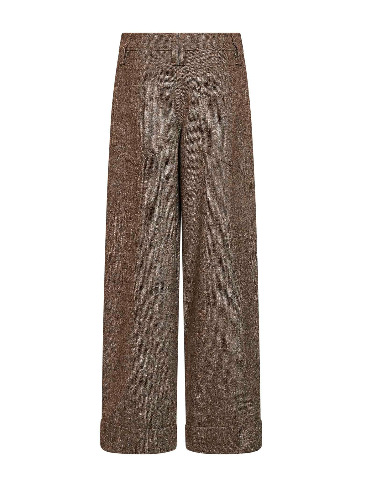 Brunello Cucinelli Women Cappuccino Donegal Baggy Trousers With Monili