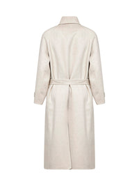 BRUNELLO CUCINELLI Brunello Cucinelli Women Ivory Double-Breasted Cashmere Coat