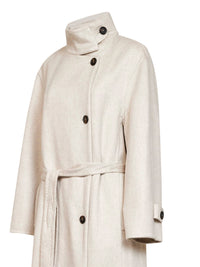 BRUNELLO CUCINELLI Brunello Cucinelli Women Ivory Double-Breasted Cashmere Coat