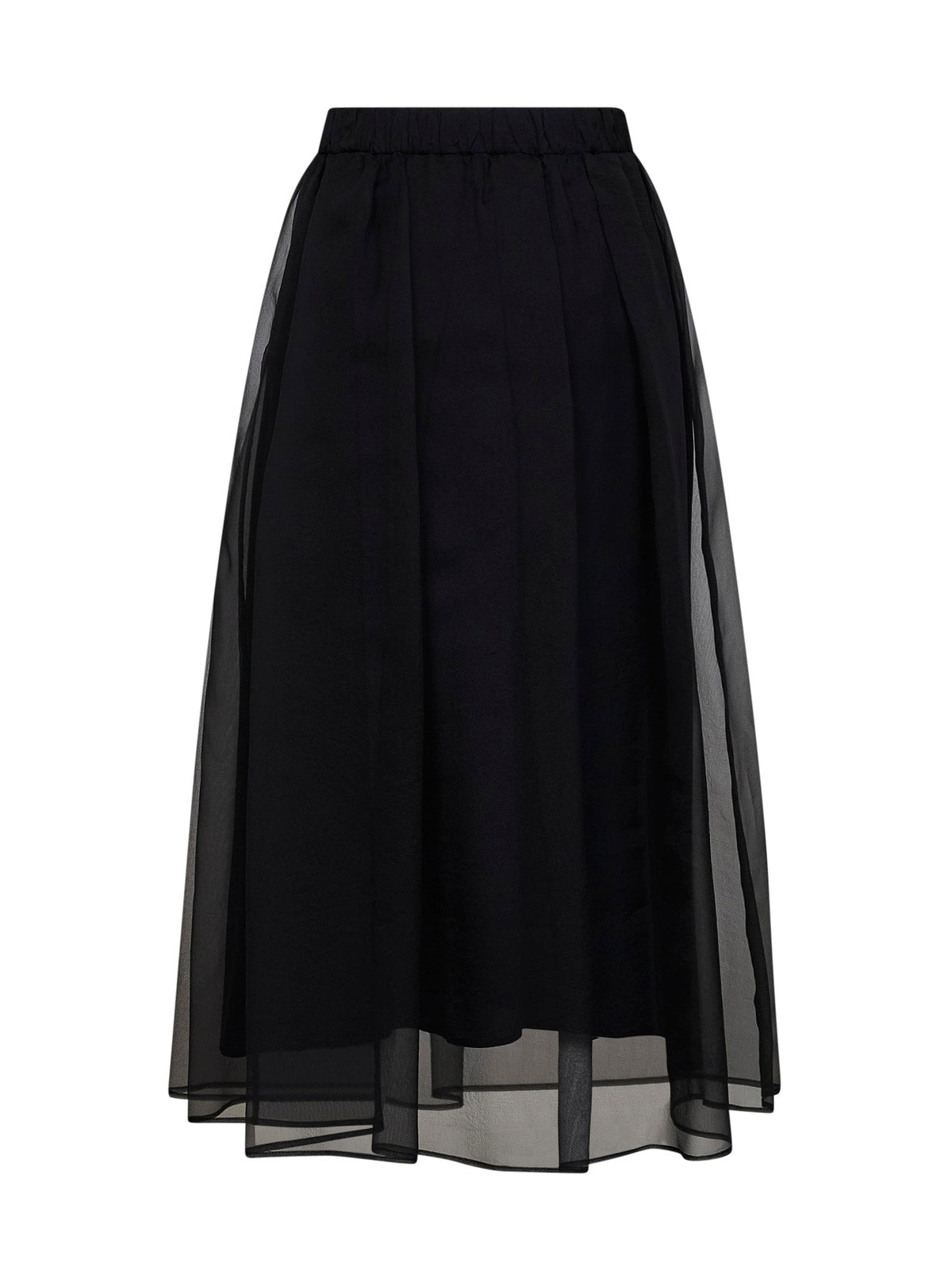 Brunello Cucinelli Women Black Crispy Silk Flared Midi Skirt